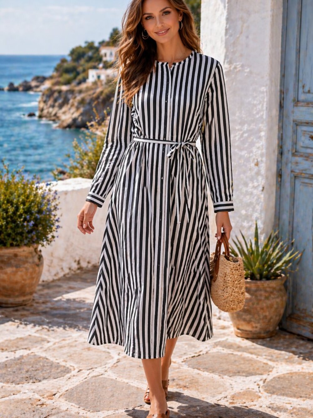 Madewell | NWT Striped Tie-Waist Midi Shirtdress - Size P8